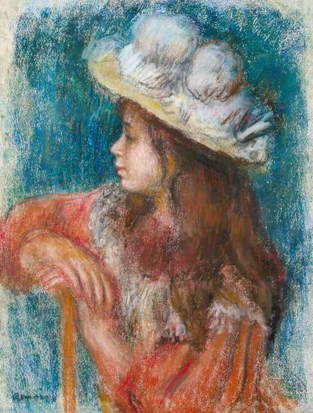 Seated Young Girl in a White Hat 1884 stel