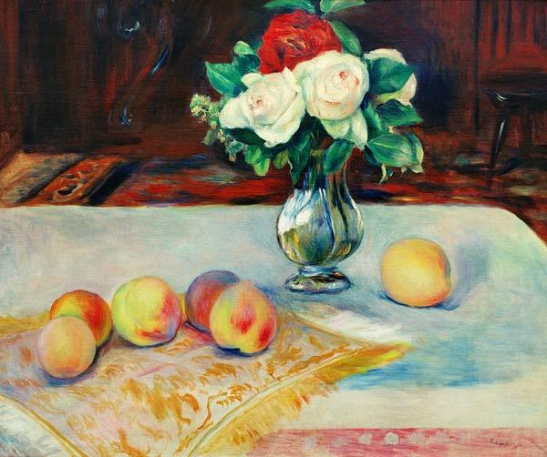 Still life with bunch of flowers and peaches 1880