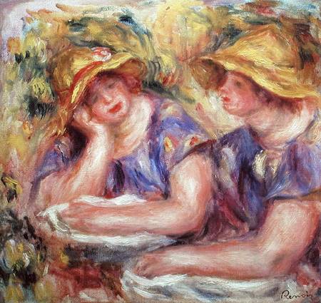 Two women in blue blouses von Pierre-Auguste Renoir