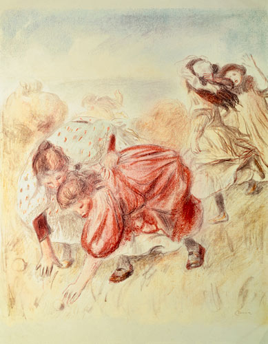 Young Girls Playing (coloured pencil) von Pierre-Auguste Renoir