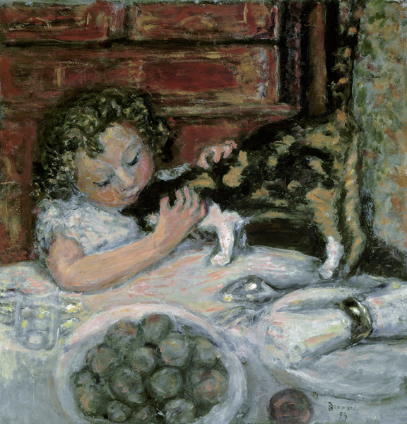 Kleines Mädchen mit Katze von Pierre Bonnard
