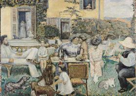 Der bürgerliche Nachmittag oder die Terrasse Familie 1900