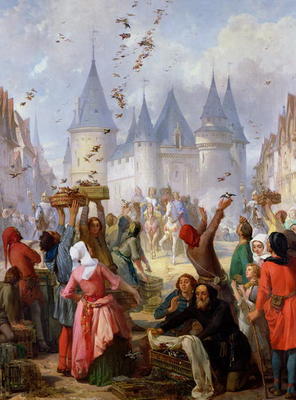 The Return of St. Louis (1214-70) and Blanche of Castille (1188-1252) to Notre-Dame, Paris, before 1 von Pierre Charles Marquis