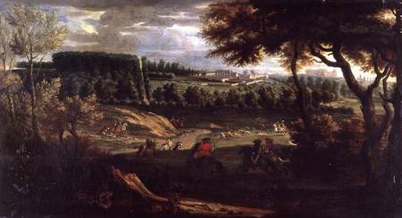 Louis XIV (1638-1715) Hunting at Marly with a a View of Chateau Vieux de Saint Germain von Pierre-Denis Martin