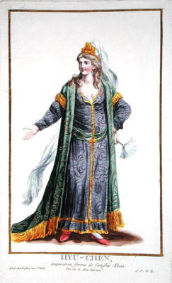 Hyu-Chen, wife of Genghis Khan, from 'Receuil des Estampes, representant les Rangs et les Dignites, von Pierre Duflos