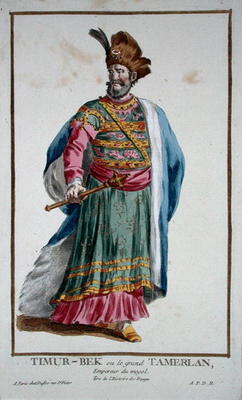Tamburlaine (1336-1405) from 'Receuil des Estampes, representant les Rangs et les Dignites, suivant von Pierre Duflos
