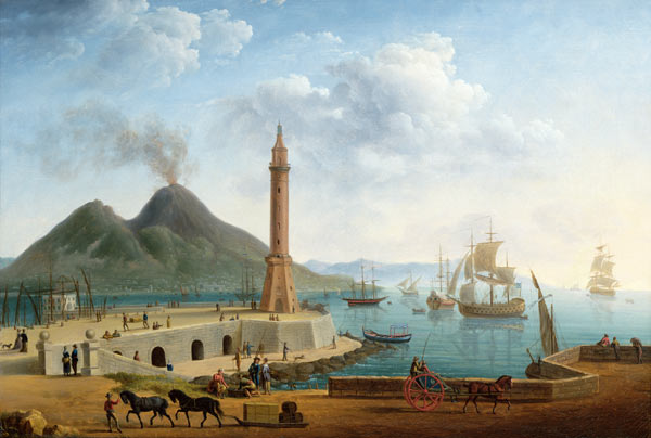 View of Vesuvius from the Harbour of Naples von Pierre Joseph Petit