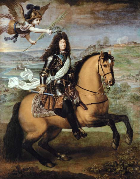 Equestrian Portrait of Louis XIV (1638-1715) Crowned by Victory von Pierre Mignard