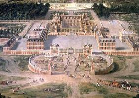 View of the Chateau, Gardens and Park of Versailles from the East, detail of the Chateau 1668