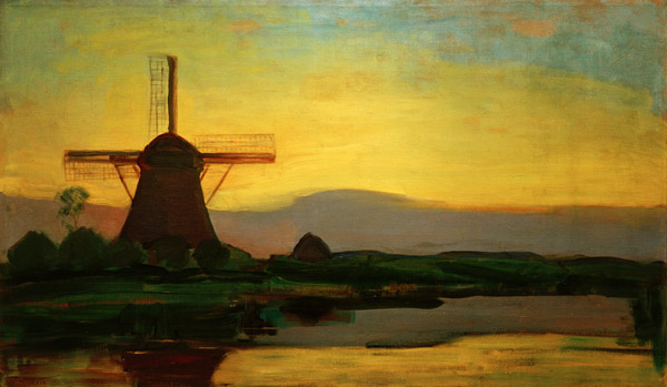 Oostzijder Mühle am Abend von Piet Mondrian