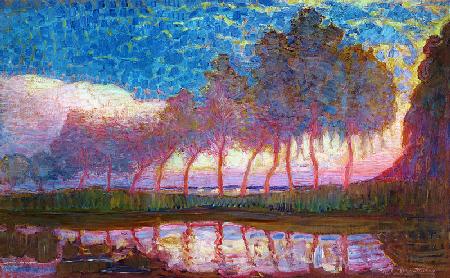 Row of Eleven Poplars in Red 1908