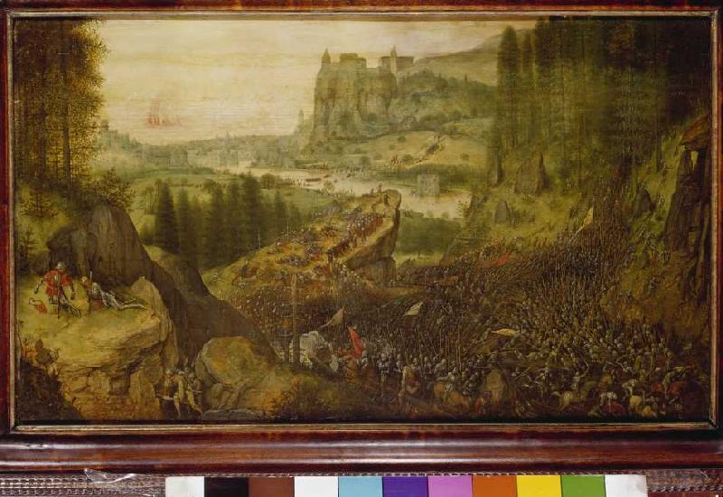 Der Selbstmord Sauls in der Schlacht auf dem Berg Gilboa. von Pieter Brueghel d. Ä.
