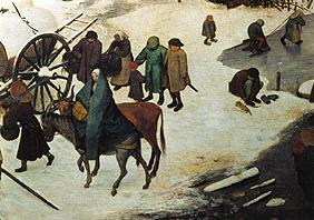Die Volkszählung zu Bethlehem. Detail unten Mitte (Auf einem Esel reitende Frau) 1566