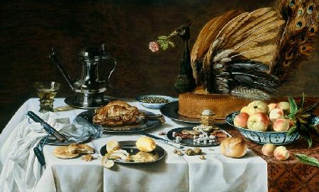 Still Life with a Peacock Pie 1627