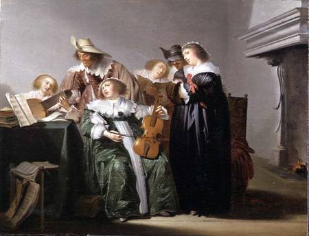 Elegant Figures Music Making in an Interior von Pieter Codde