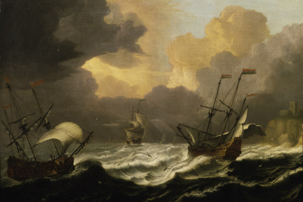 P.Coopse, Stormy sea and three ships von Pieter Coopse