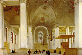 Inneres der Neuen Kirche (Nieuwe Kerk) von Haarlem. von Pieter Jansz. Saenredam
