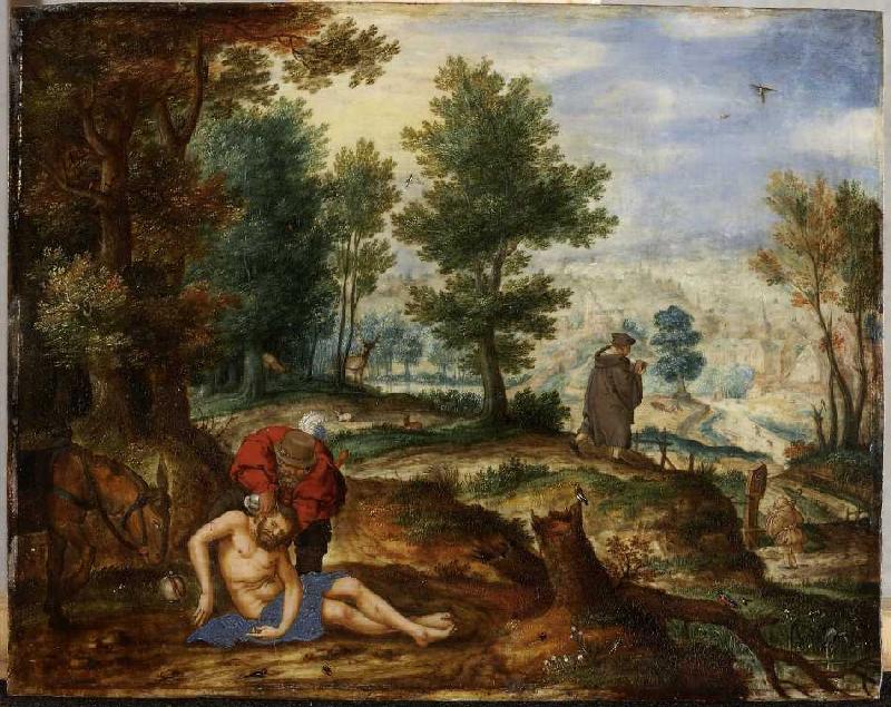 Landschaft mit barmherzigen Samariter. von Pieter Stevens