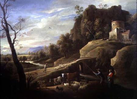 Landscape with Farmers tending their Animals von Pieter the Younger Mulier