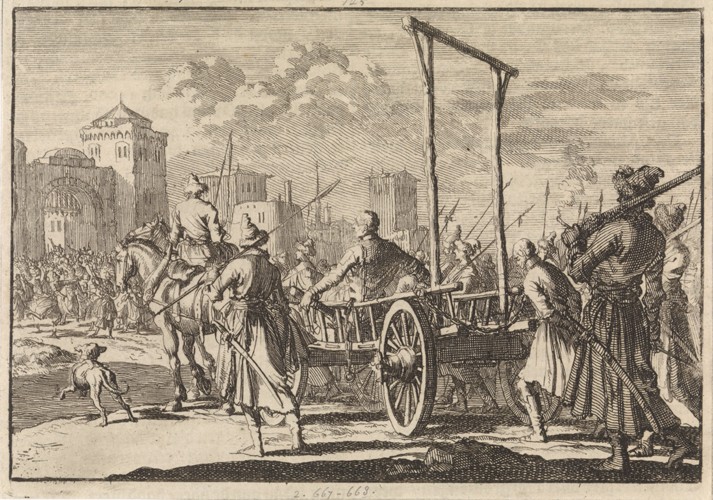Stepan Rasin und sein Bruder Frol werden nach Moskau gebracht, 1671 von Pieter van der Aa