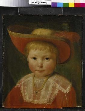 Bildnis eines Jungen mit rotgefüttertem Strohhut