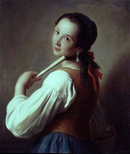 Young Girl wearing a pearl earring von Pietro Antonio Conte Rotari