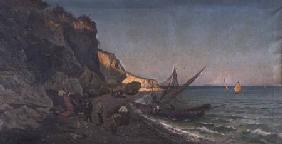 Fishermen in a Cove at Sunset