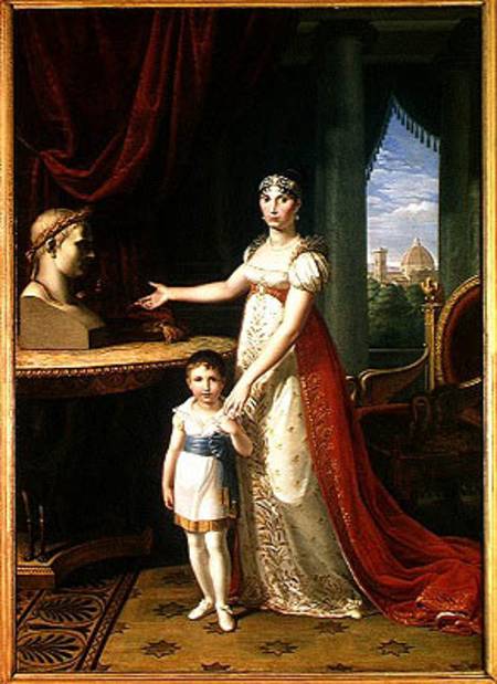 Elisa Bonaparte (1777-1820) Grand Duchess of Tuscany and her Daughter Napoleone-Elisa von Pietro Benvenuti