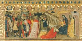 Die Anbetung der Könige. Predella des Polyptichons "Krönung Mariae" 1410