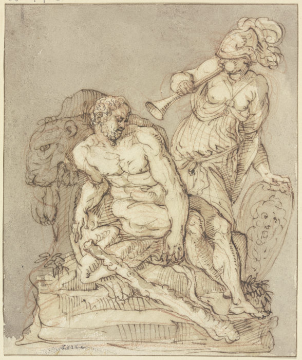 Ruhender Herkules, Minerva bläst die Trompete von Pietro Testa