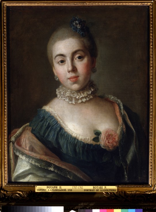 Bildnis Fürstin Anna Alexandrowna Golizyna, Baronesse Stroganowa (1739-1816) von Pietro Antonio Rotari