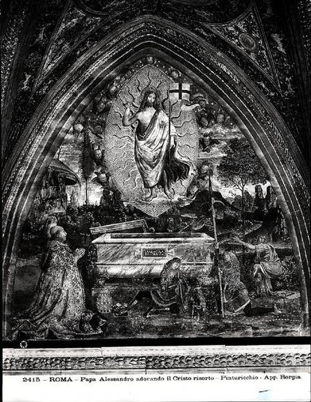 Pope Alexander VI (1431-1503) Adoring the Resurrected Christ von Pinturicchio