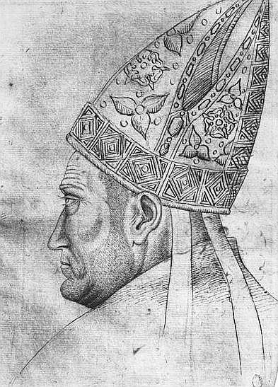 Head of a bishop, from the The Vallardi Album von Pisanello