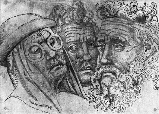 Heads of three men, from the The Vallardi Album von Pisanello