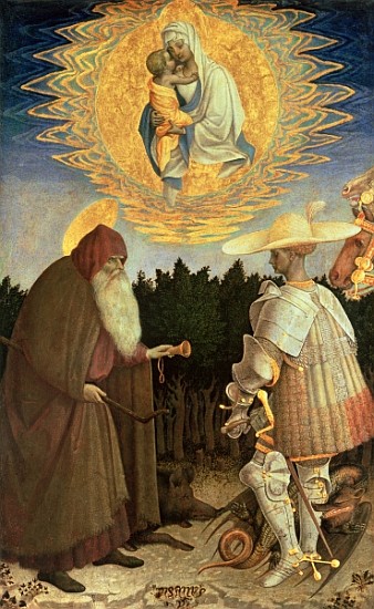 The Virgin and Child with St. George and St. Anthony the Abbot (egg tempera on poplar) von Pisanello