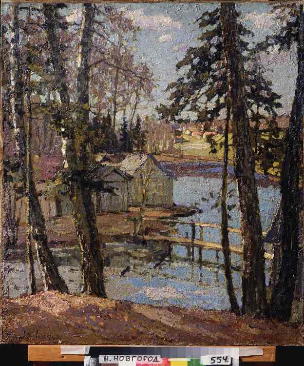 Kleiner Teich im Frühling von Pjotr Petrowitschev