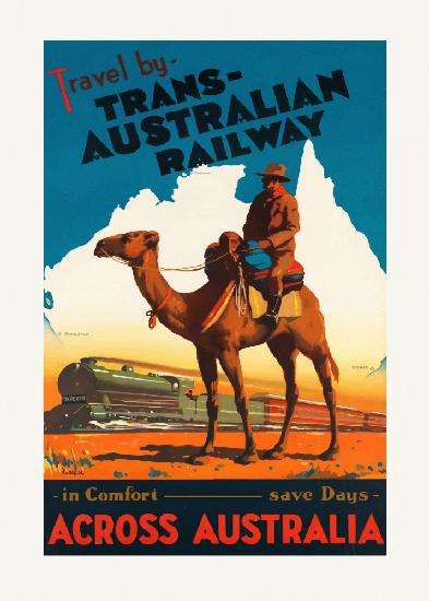 Transaustralisches Eisenbahnplakat