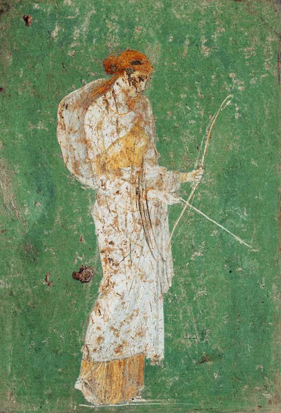 Roman civilization. Fresco depicting Diana von Pompeji, Wandmalerei