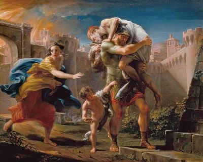 Aeneas and his family running away from the city of Troy 18th