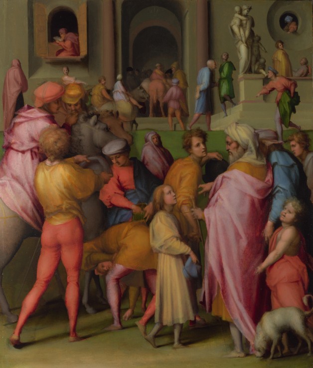 Joseph wird an Potiphar verkauft (aus der Serie Lebensgeschichte Josefs) von Jacopo Pontormo, Carucci da
