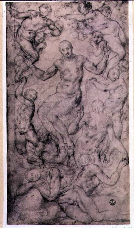 Study for 'Christ in Glory' and 'The Creation of Eve' in the Church of San Lorenzo, Florence von Jacopo Pontormo, Carucci da