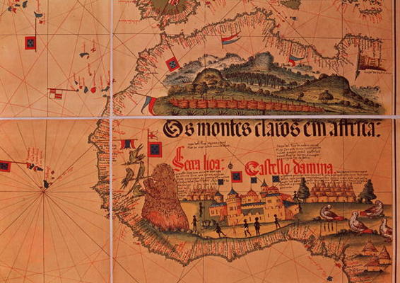 Map of Sao Jorge da Mina, on the Gold Coast of Africa, founded by the Portuguese in 1482 (coloured e von Portuguese School