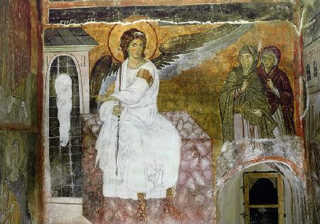Engel am Grab Christi - Der weiße Engel am leeren Grab Christi und die Myrrhenträgerinnen 1233-42