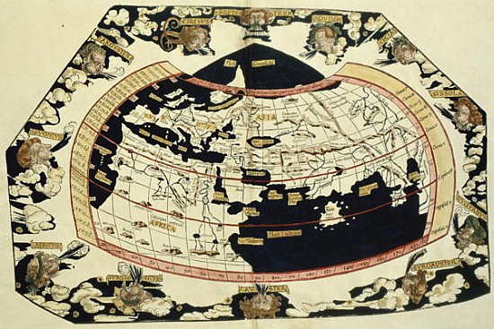 Map of the world, based on descriptions and co-ordinates given in ''Geographia'', von Ptolemy (Claudius Ptolemaeus of Alexandria)