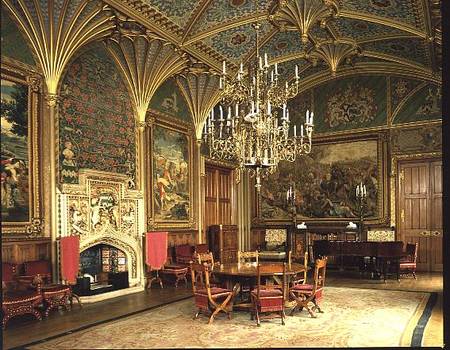 Eastnor Castle, Herefordshire: the drawing room, with furniture designed von Pugin