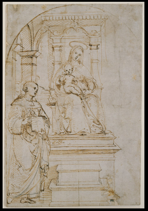 Thronende Madonna mit Kind und dem Heiligen Nikolaus von Tolentino von Raffael