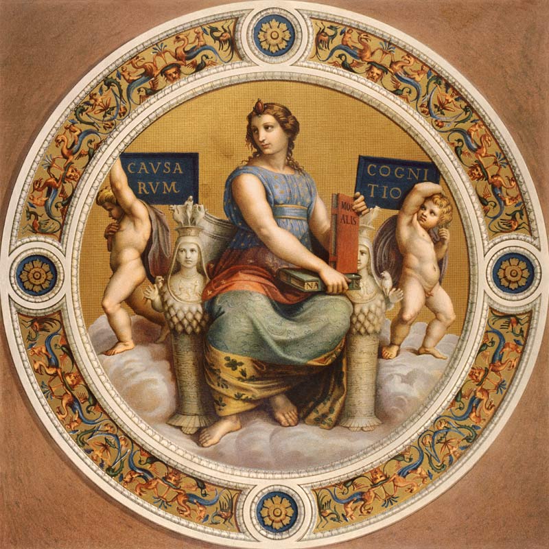 Die Philosophie (Detail Ausschnitt von Decke der Stanza della Segnatura) von Raffael - Raffaello Santi