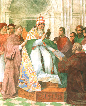 Gregor IX. empfängt die Dekretalien (Detail Ausschnitt) von Raffael - Raffaello Santi