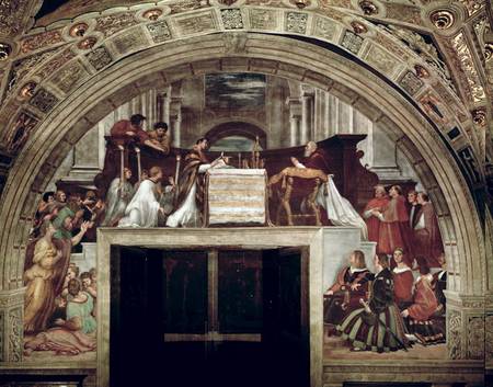 The Mass of Bolsena, from the Stanza dell'Eliodor von Raffael - Raffaello Santi