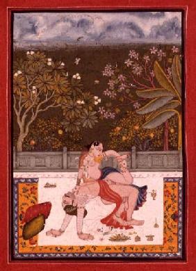 A prince and a lady in a combination of two canonical erotic positions listed in the `Kama Sutra', B 1790